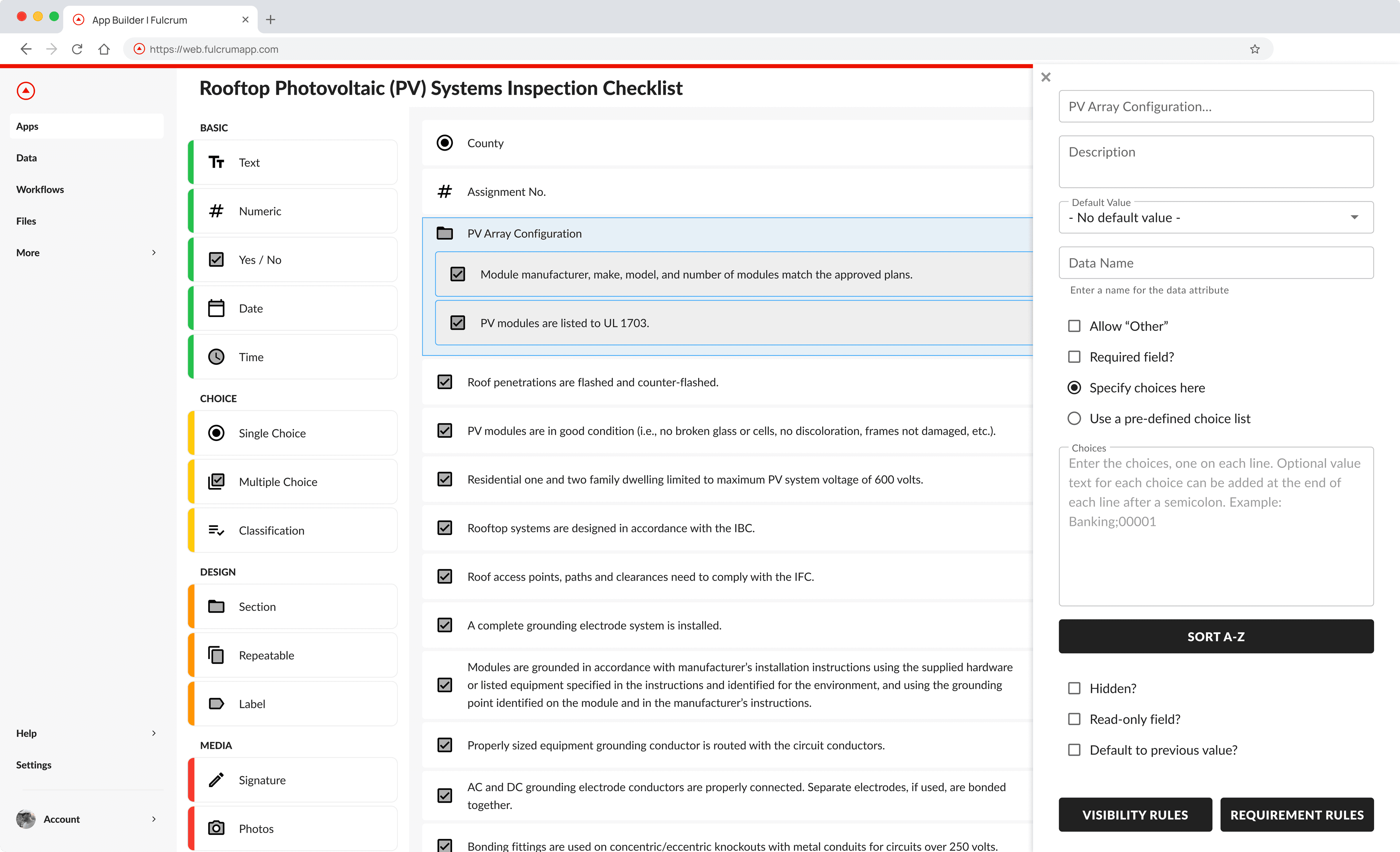 Fulcrum app builder prototype PNG