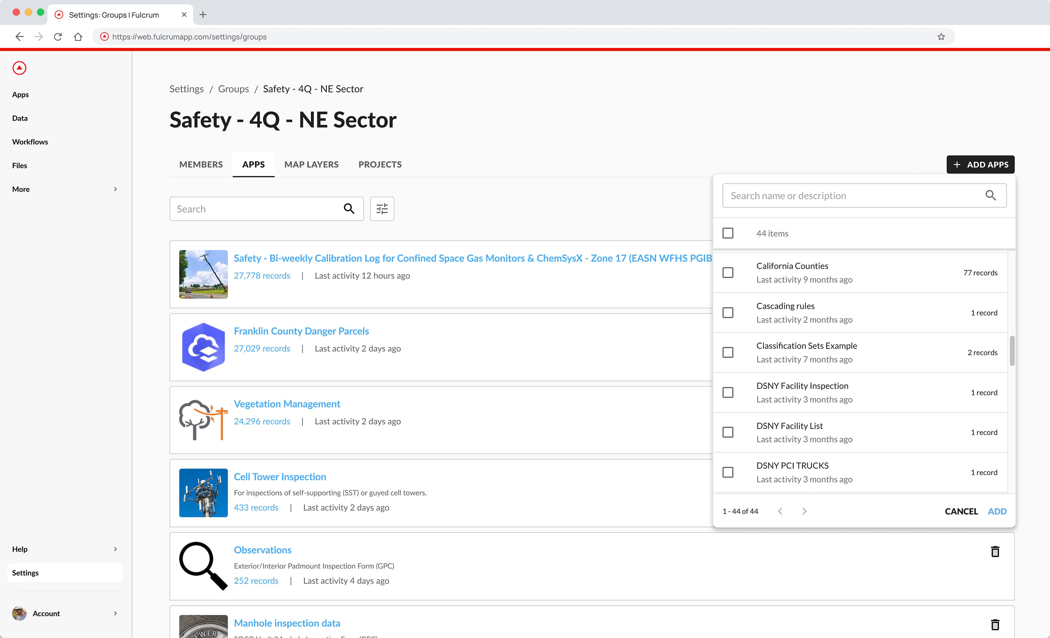 Fulcrum App Dashboard